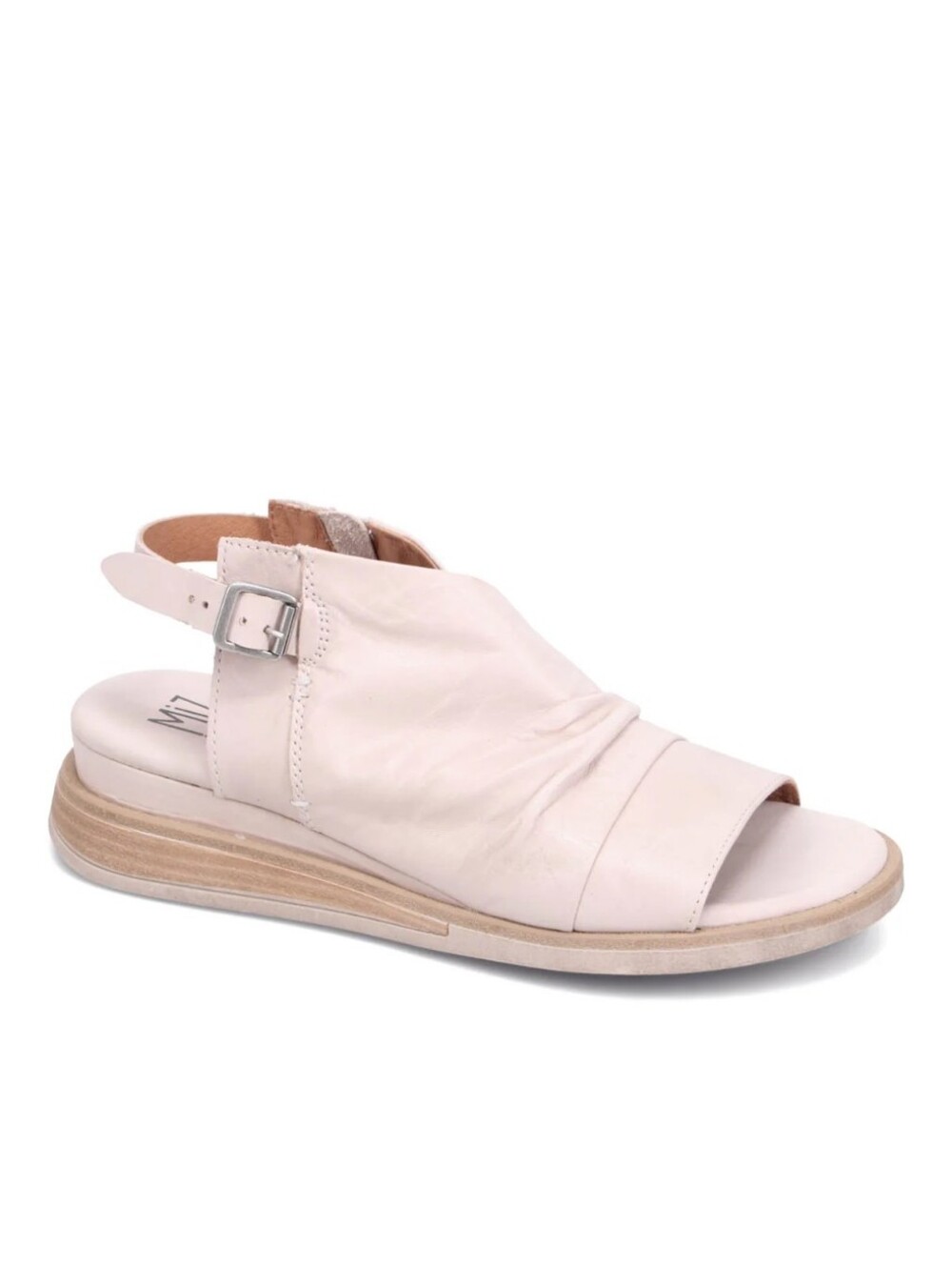 Miz Mooz Conor Soft Cream Slingback Leather Sandal with Buckle